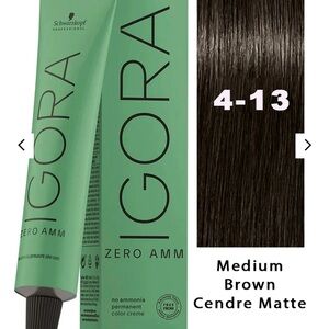 Schwarzkopf Igora Zero Amm Hair Color Dark Btown 4-13